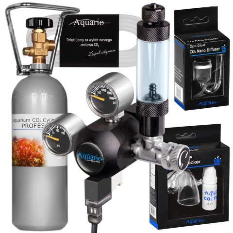 Aquario Professional 2.0 - zestaw CO2 z elektrozaworem + butla 2l Aquario Professional 2.0 - zestaw CO2 z elektrozaworem + butla 2l