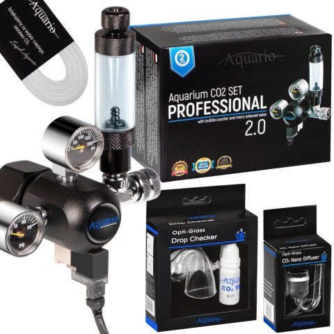Aquario Professional 2.0 - zestaw CO2 z elektrozaworem + butla 2l Aquario Professional 2.0 - zestaw CO2 z elektrozaworem + butla 2l