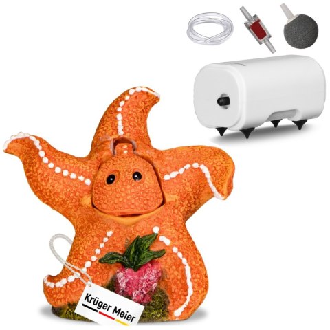 Kruger Meier Happy Starfish Set - Ozdoba z napowietrzaczem do akwarium Kruger Meier Happy Starfish Set - Ozdoba z napowietrzaczem do akwarium