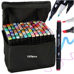Kik Sp. z o. o. Sp. k. Markery dwustronne mazaki alkoholowe w etui 120 + podstawka