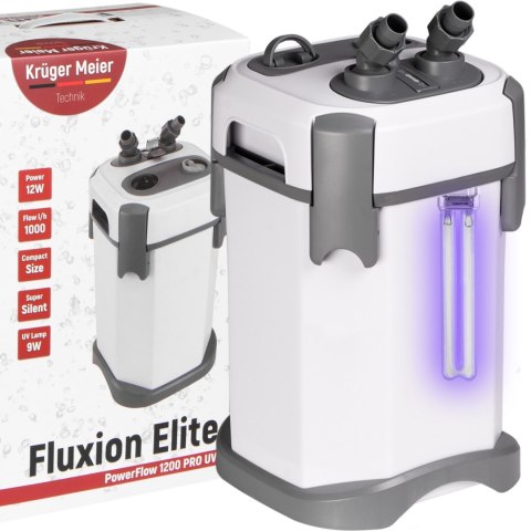 Kruger Meier Fluxion Elite 1200 UVC PRO - filtr zewnętrzny z lampą UV do akwarium 100 - 250 litrów Kruger Meier Fluxion Elite 1200 UVC PRO - filtr zewnętrzny z lampą UV do akwarium 100 - 250 litrów