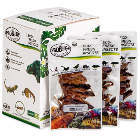 ProBugs Eco-Fresh Grasshopper 15 x 8pcs - świeże koniki polne 15 saszetek ProBugs Eco-Fresh Grasshopper 15 x 8pcs - świeże koniki polne 15 saszetek
