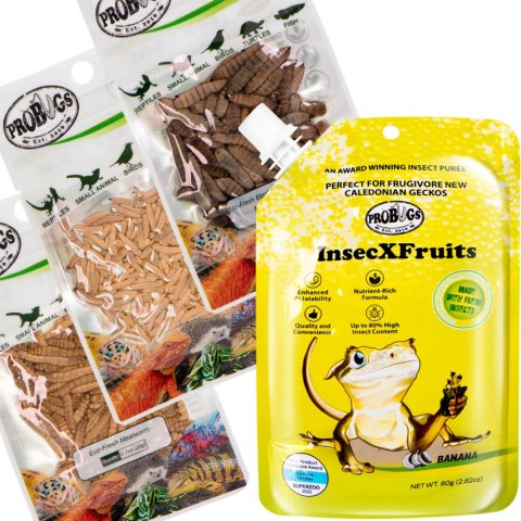 Probugs Crested Gecko Set Plus - kompletna dieta dla gekonów orzęsionych robaki i żel z witaminami Probugs Crested Gecko Set Plus - kompletna dieta dla gekonów orzęsionych robaki i żel z witaminami