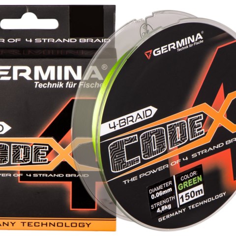 Germina 4-BRAID CODE 0,10mm GREEN - plecionka wędkarska 150m Germina 4-BRAID CODE 0,10mm GREEN - plecionka wędkarska 150m
