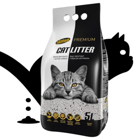 Hilton Cat Litter Carbon - żwirek bentonitowy z węglem dla kota 5l Hilton Cat Litter Carbon - żwirek bentonitowy z węglem dla kota 5l