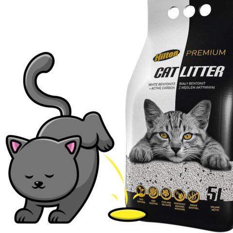 Hilton Cat Litter Carbon - żwirek bentonitowy z węglem dla kota 5l Hilton Cat Litter Carbon - żwirek bentonitowy z węglem dla kota 5l