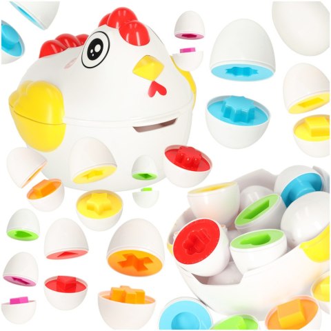 Kik Sp. z o. o. Sp. k. Układanka edukacyjna sorter dopasuj kształty jajka 12 szt. kura Kik Sp. z o. o. Sp. k. Układanka edukacyjna sorter dopasuj kształty jajka 12 szt. kura