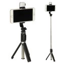 Kik Sp. z o. o. Sp. k. Kijek do selfie z pilotem Bluetooth statyw tripod lampka LED czarny