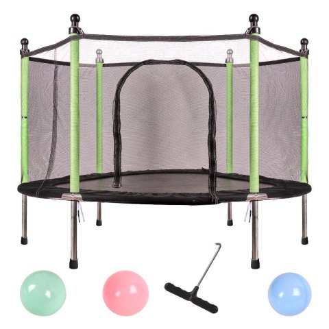 Kik Sp. z o. o. Sp. k. Trampolina do domu ogrodu dla dzieci siatka piłki 140cm 55inch zielona Kik Sp. z o. o. Sp. k. Trampolina do domu ogrodu dla dzieci siatka piłki 140cm 55inch zielona