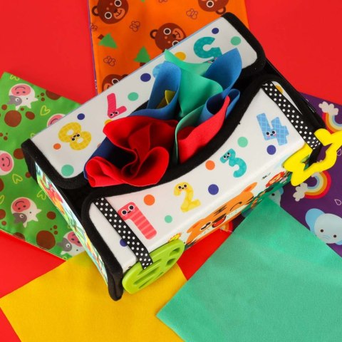 Kik Sp. z o. o. Sp. k. Sorter pudełko z chusteczkami sensoryczne montessori mata 2w1 Kik Sp. z o. o. Sp. k. Sorter pudełko z chusteczkami sensoryczne montessori mata 2w1