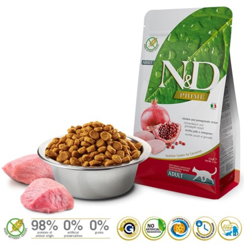 FARMINA N&D Prime Chicken & Pomegranate Adult - sucha karma dla kota - 1,5kg Farmina