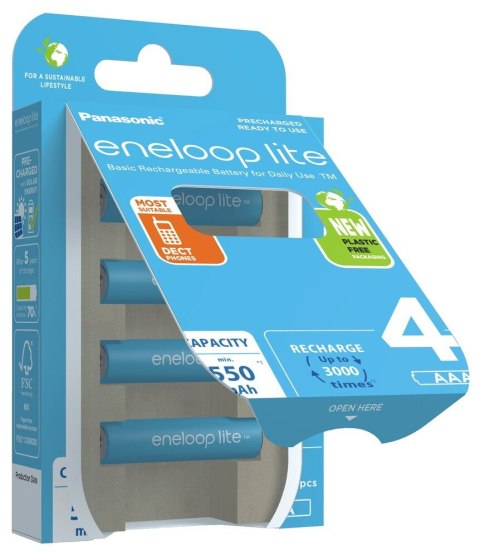 PANASONIC ENELOOP LITE AAA 550mAh 4 szt Panasonic PANASONIC ENELOOP LITE AAA 550mAh 4 szt Panasonic