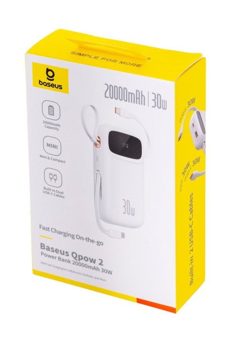 BASEUS POWERBANK QPOW2 20000MAH 30W (BIAŁY) Baseus BASEUS POWERBANK QPOW2 20000MAH 30W (BIAŁY) Baseus