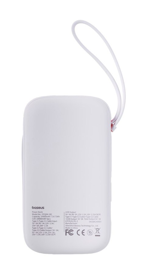 BASEUS POWERBANK QPOW2 20000MAH 30W (BIAŁY) Baseus BASEUS POWERBANK QPOW2 20000MAH 30W (BIAŁY) Baseus