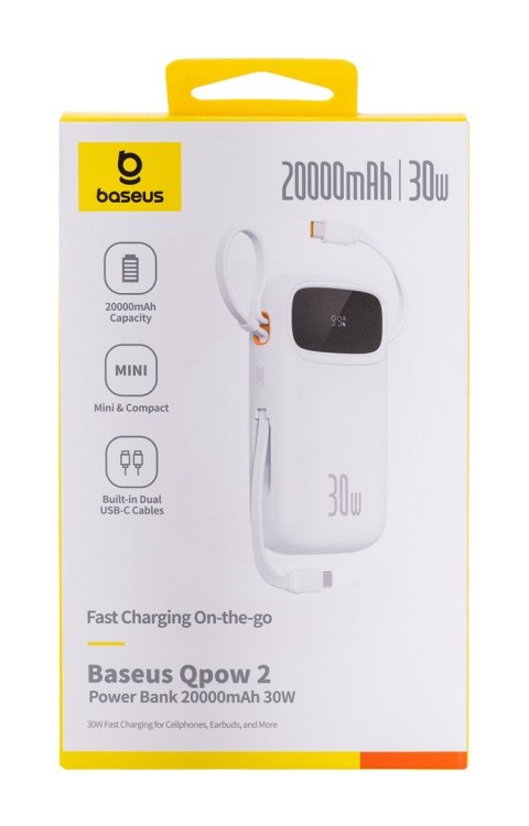 BASEUS POWERBANK QPOW2 20000MAH 30W (BIAŁY) Baseus BASEUS POWERBANK QPOW2 20000MAH 30W (BIAŁY) Baseus