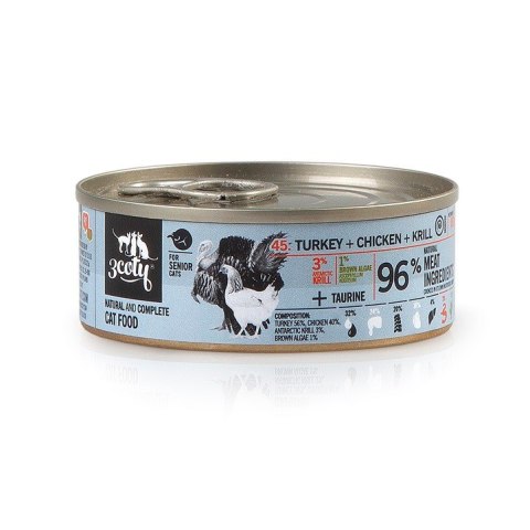 3Coty TURKEY + CHICKEN + KRILL for Senior Cats 80g 3coty