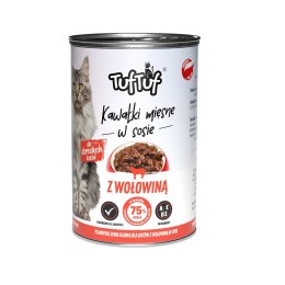 Tuf Tuf kawałki mięsne z wołowiną dla kota puszka 415g TufTuf