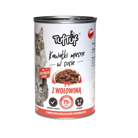 Tuf Tuf kawałki mięsne z wołowiną dla kota puszka 415g TufTuf