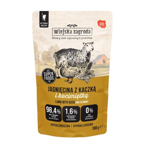Wiejska Zagroda Karma mokra dla kota Jagnięcina z kaczką i kocimiętką (dorosły) 100g (12 szt/op) Wiejska zagroda