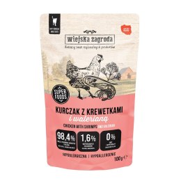 Wiejska Zagroda Karma mokra dla kota Kurczak z krewetkami i walerianą (dorosły) 100g (12 szt/op) Wiejska zagroda