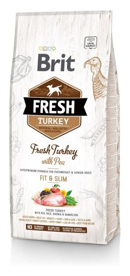 BRIT Fresh Turkey & Pea fit & slim - sucha karma z indykiem dla psów o niskiej aktywności i z nadwagą - 12 kg Brit