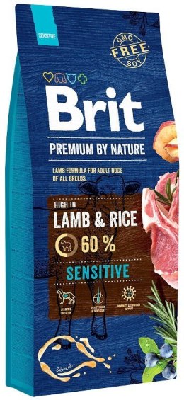 BRIT Premium By Nature Sensitive Lamb & Rice - sucha karma dla psa - 15 kg Brit