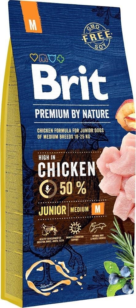 BRIT PREMIUM BY NATURE Junior M - sucha karma dla szczeniąt średnich ras - 15 kg Brit