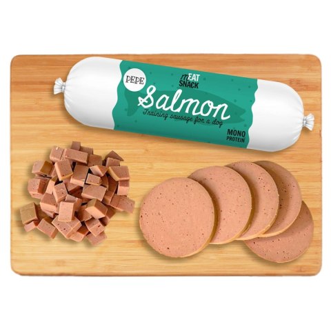 Paka Zwierzaka Pepe kiełbaski meat snack łosoś 200g PAKA ZWIERZAKA