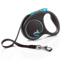Smycz flexi automatyczna Black Design S taśma 5 m - dla psa do 15 kg, kolor niebieski Flexi