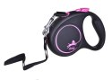Smycz flexi automatyczna Black Design S taśma 5 m - dla psa do 15 kg, kolor różowy Flexi