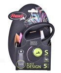 Smycz flexi automatyczna Black Design S taśma 5 m - dla psa do 15 kg, kolor różowy Flexi