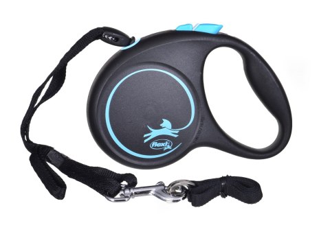Smycz flexi automatyczna Black Design S taśma 5 m - dla psa do 15 kg, kolor srebrny Flexi
