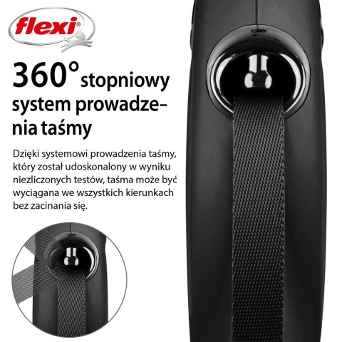 Smycz flexi automatyczna New Classic L taśma 5m - dla psa do 50kg, kolor: czarny Flexi