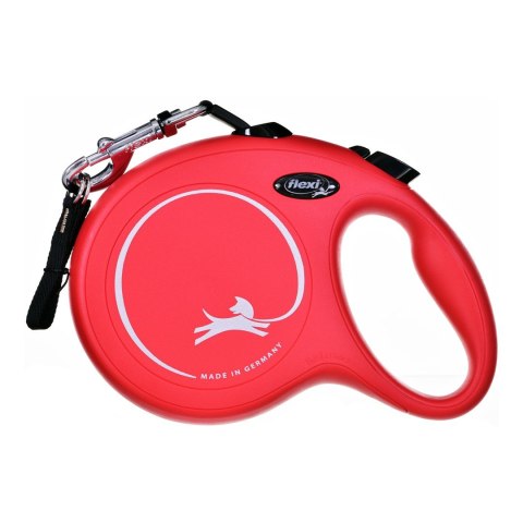 Smycz flexi automatyczna New Classic L taśma 8 m - dla psa do 50 kg, kolor czerwony Flexi