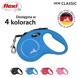 Smycz flexi automatyczna New Classic S taśma 5 m - dla psa do 15 kg, kolor niebieski Flexi