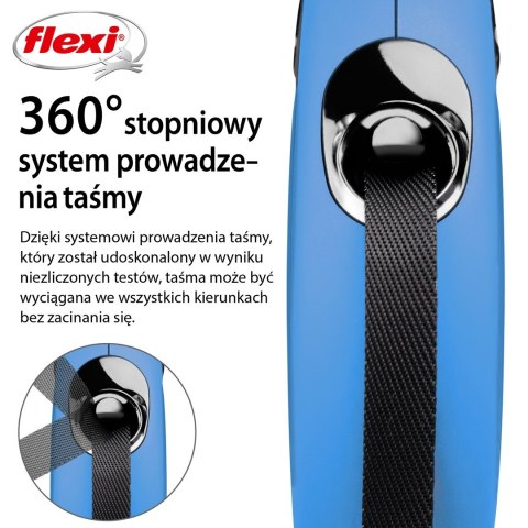 Smycz flexi automatyczna New Classic S taśma 5 m - dla psa do 15 kg, kolor niebieski Flexi
