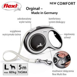 Smycz flexi automatyczna New Comfort L taśma 8 m - dla psa do 50 kg, kolor czarny Flexi