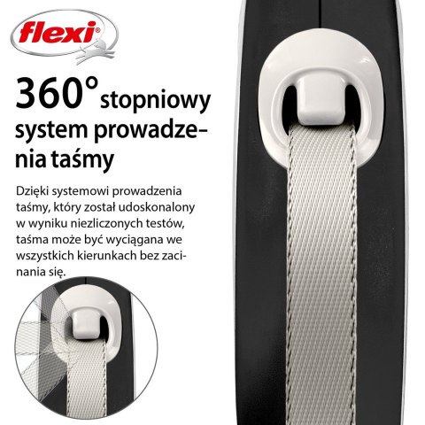 Smycz flexi automatyczna New Comfort L taśma 8 m - dla psa do 50 kg, kolor czarny Flexi
