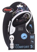 Smycz flexi automatyczna New Comfort M taśma 5 m - dla psa do 25 kg, kolor czarny Flexi