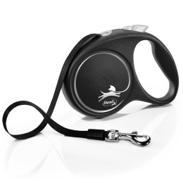 Smycz flexi automatyczna Black Design L taśma 5 m - dla psa do 50 kg, kolor srebrny Flexi