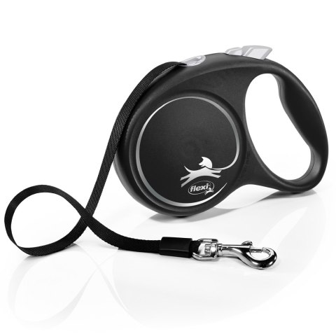Smycz flexi automatyczna Black Design L taśma 5 m - dla psa do 50 kg, kolor srebrny Flexi