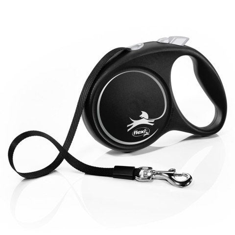 Smycz flexi automatyczna Black Design M taśma 5 m - dla psa do 25 kg, kolor srebrny Flexi