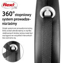 Smycz flexi automatyczna Black Design M taśma 5 m - dla psa do 25 kg, kolor srebrny Flexi