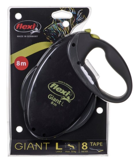Smycz flexi automatyczna Giant L taśma 8 m - dla psa do 50 kg, kolor czarno-żółty Flexi