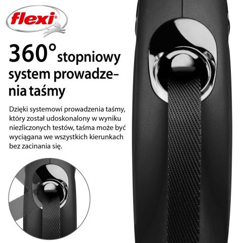 Smycz flexi automatyczna New Classic S czarna - taśma dla psa do 15 kg - 5 m Flexi