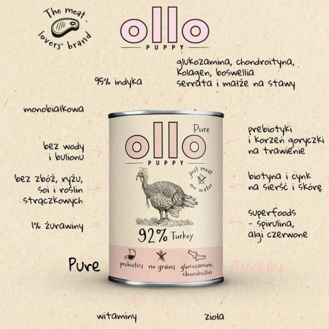 Ollo Puppy Pure Indyk 850g OLLO