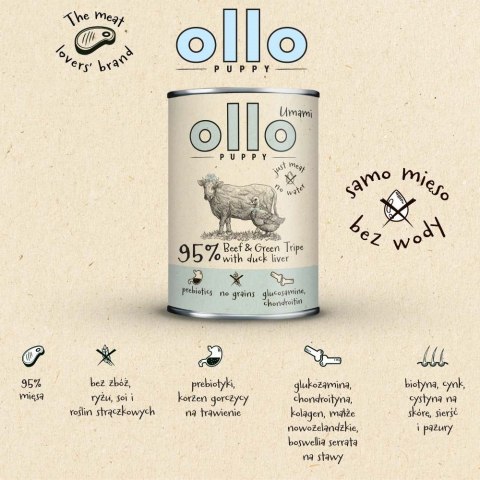 Ollo Puppy Umami Woł. żwacze z Kaczą Wątrobą 850g OLLO