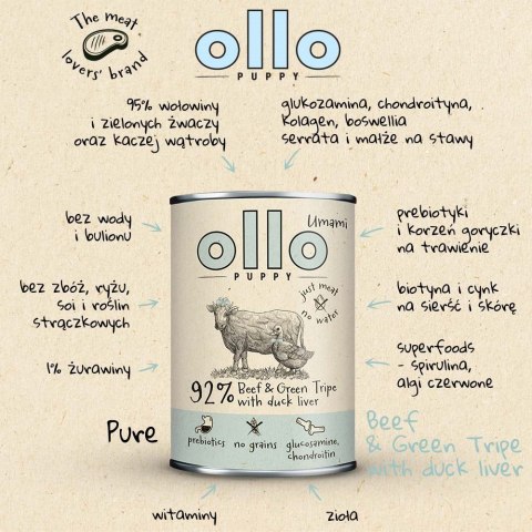 Ollo Puppy Umami Woł. żwacze z Kaczą Wątrobą 850g OLLO