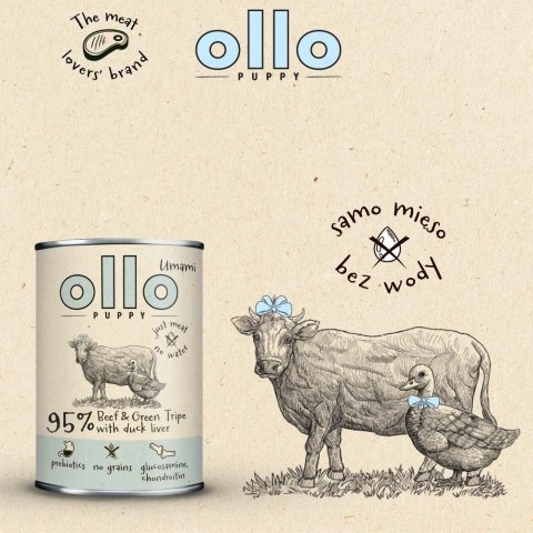 Ollo Puppy Umami Woł. żwacze z Kaczą Wątrobą 850g OLLO