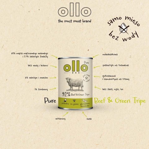 Ollo Pure Wołowina zielone Żwacze 850g OLLO